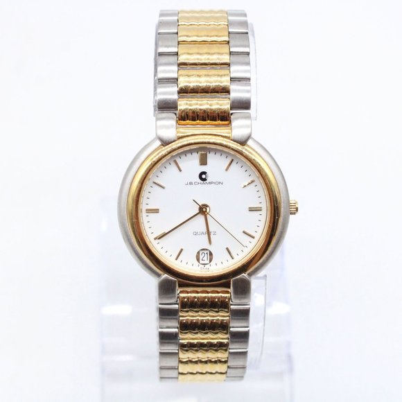 J.B Champion Watch Mens Mult-Tone Stainless Steel Quartz Classic White Dial - Picture 1 of 8